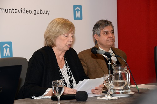 Ministra Muñoz con Blasina durante la conferencia